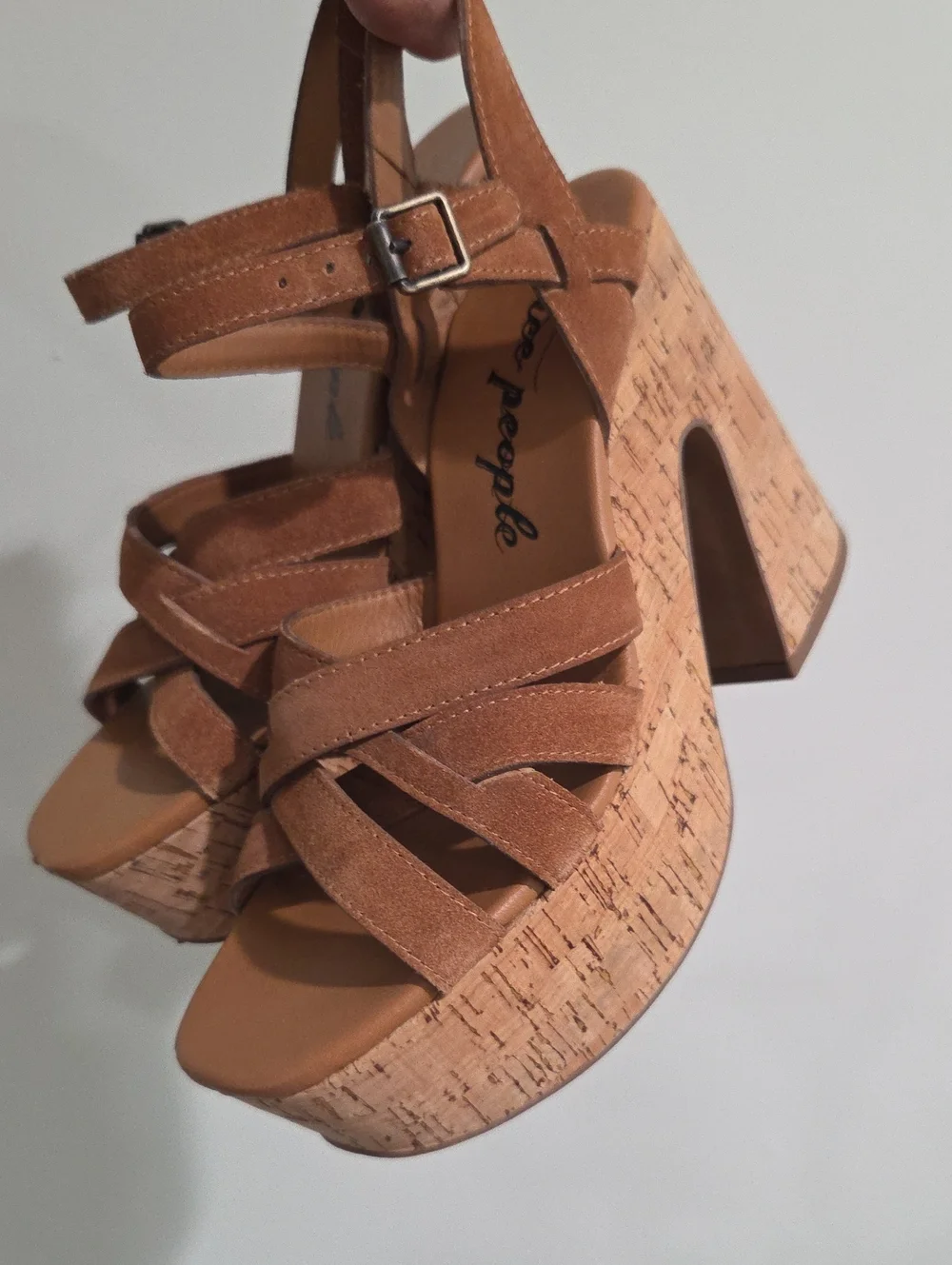 Free People Lisbon MJ Platform in Brandy Suede Size 7 37.5 EUC